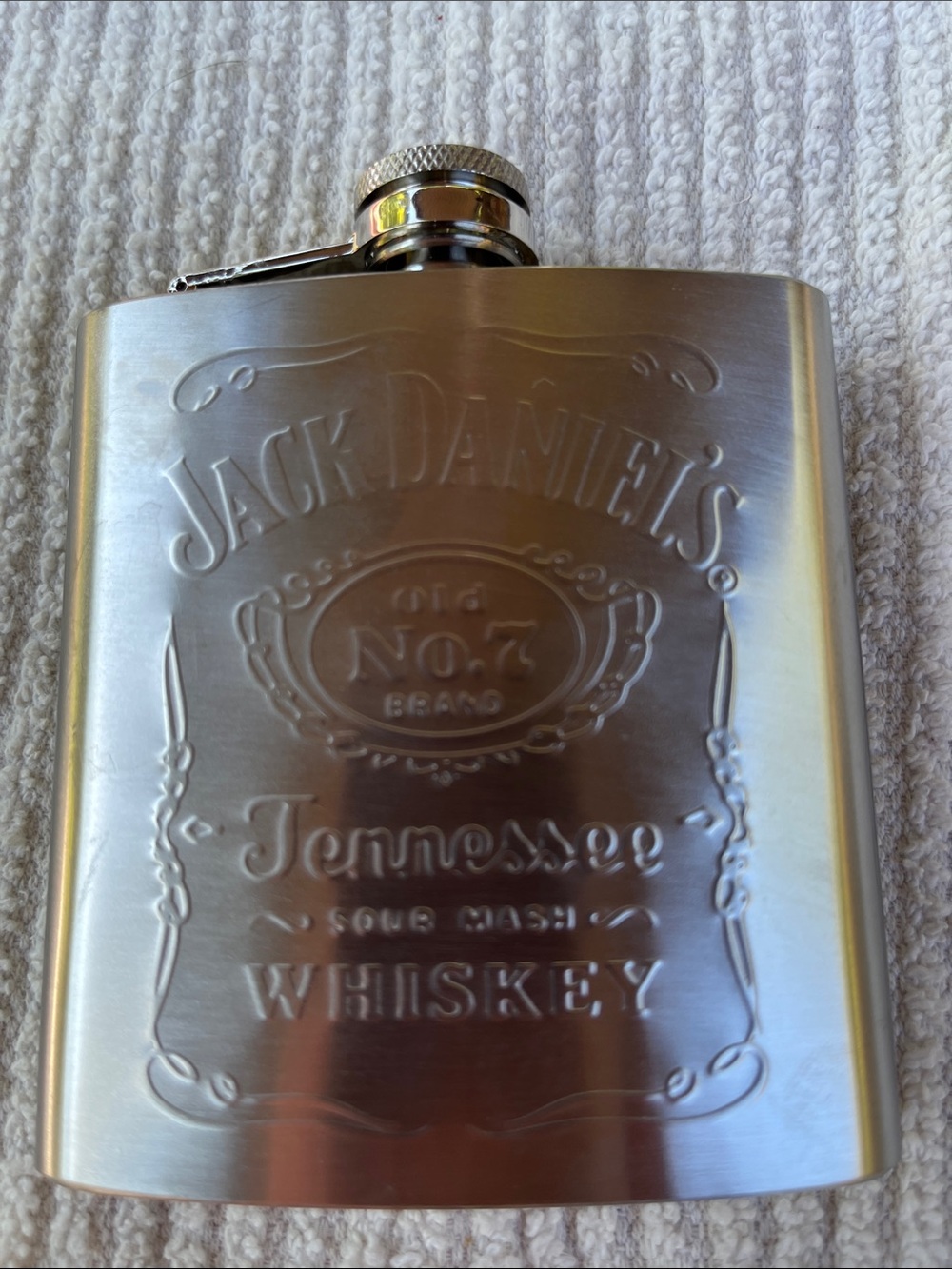 Jack Daniel's Engraved Stainless Steel Hip Flask - Silver